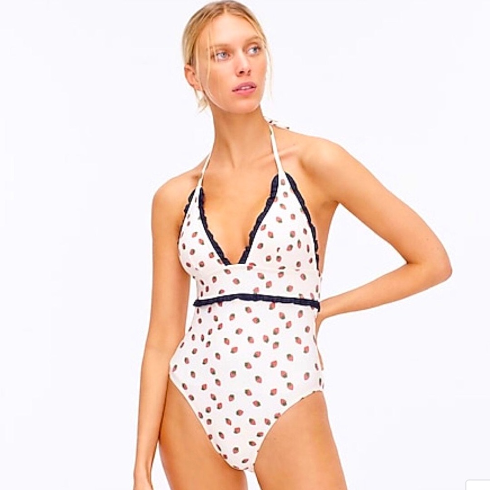 J. Crew strawberry print bathing suit. Brand New.